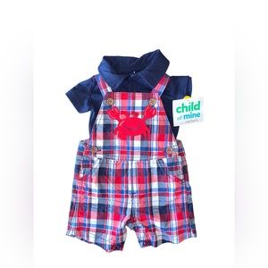 NWT Lobster Baby short overalls set